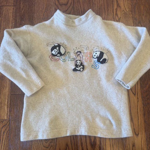 VTG United Colors of Benetton Womens 34" Lambswool Short Sweater 90's Panda - Picture 1 of 16